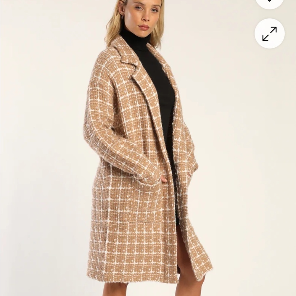 Women's Tan Plaid Coat